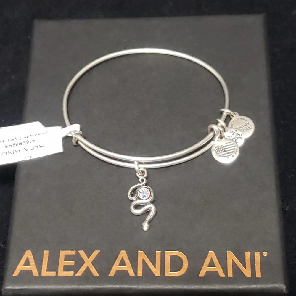 NWT Alex & Ani Rafaelian Silver Snake & Swarovski Crystal 2017 - Picture 1 of 13